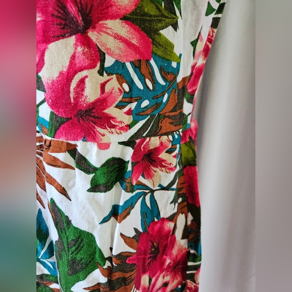 Anthropologie Everly Linen Blend Tropical Dress - Picture 3 of 10